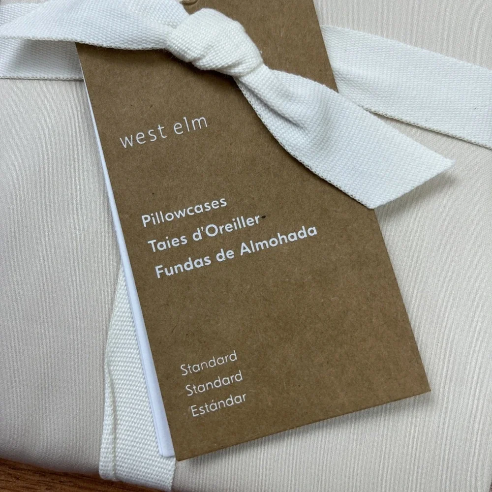 West Elm 2 Pack Silky Tencel Standard Size Pillowcases‎ in Sand NEW